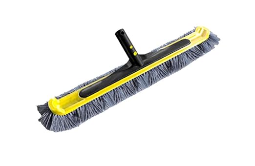 JED Pool Tools 70-279 Commercial Wide Reach In Ground Swimming Pool Nylon Bristle Brush with Enameled Aluminum EX Clip Handle, 20 Inch