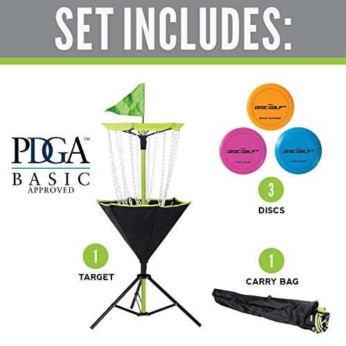 Franklin Sports Disc Golf Baskets - Portable Disc Golf Target with Chains Included - Disc Golf Basket Stand Equipment for Hole + Course Creation