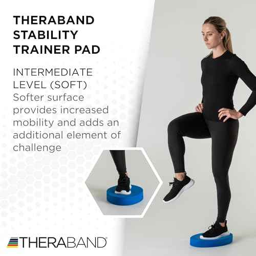 THERABAND Stability Trainer Pad, Intermediate Level, Soft, Blue Foam Balance Pad for Physical Therapy, Exercise Pad for Core Strength, Lightweight Non-Slip Balance Trainer, Portable Foam Pad for Home or Clinic Use