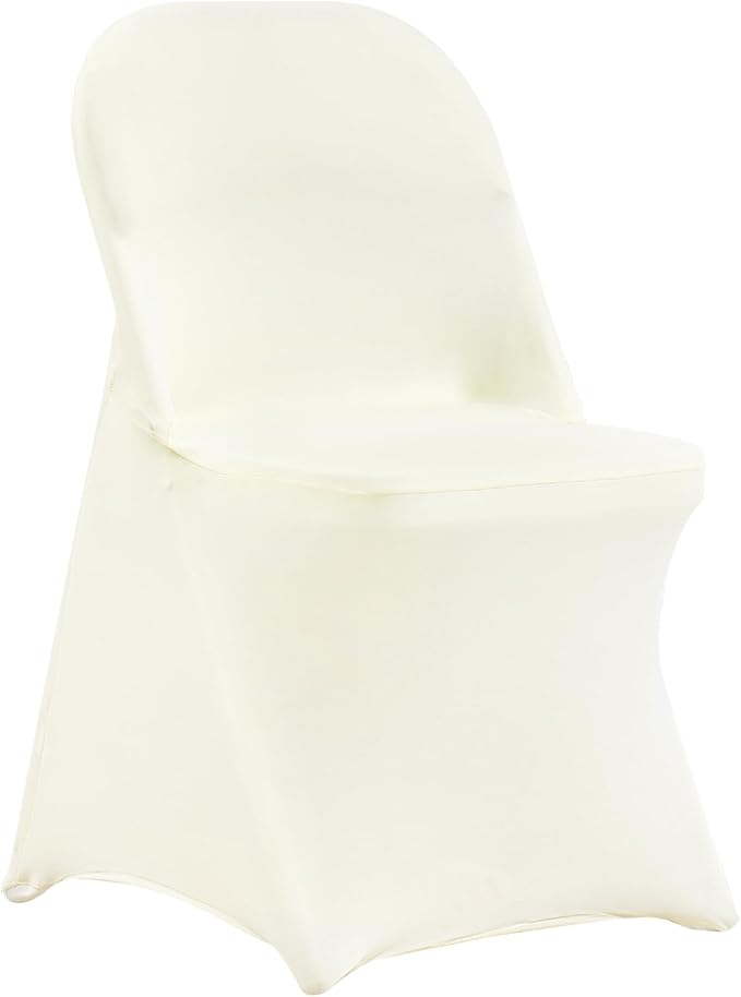 VEVOR Stretch Spandex Folding Chair Covers, Universal Fitted Chair Cover, Removable Washable Protective Slipcovers, for Wedding, Holiday, Banquet, Party, Celebration, Dining (30PCS Ivory White)