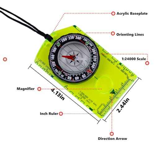2 Pieces Orienteering Compass, Superior Hiking Survival Compass for Kids, Hiking Backpacking Compass Scouts Navigation Compass Waterproof Map Reading Compass for Outdoor Camping, ?Green