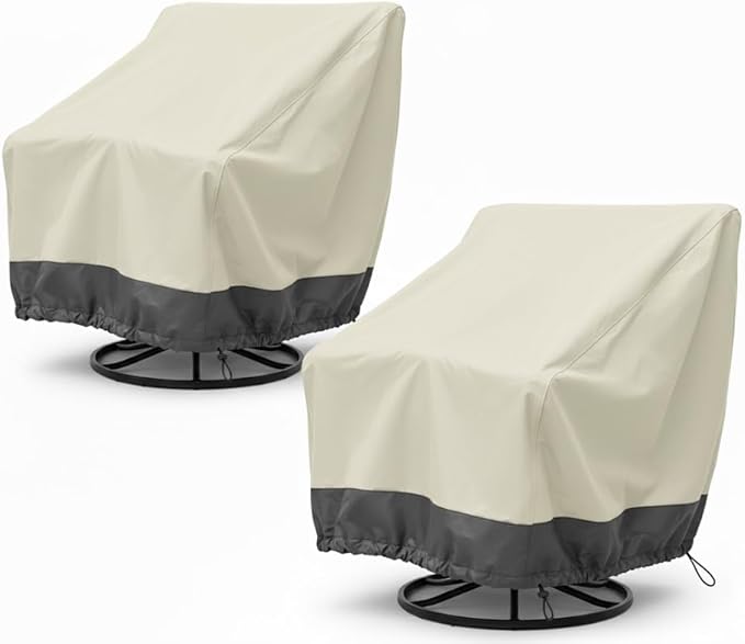 2 Pack Heavy Duty Patio Chair Covers - Rip-Resistant 600D Oxford Fabric - 8000mm Waterproof UV-Resistant Outdoor Furniture Covers for Adirondack, Rocking, and Swivel Chairs, 39"W x 37"D x 38"H