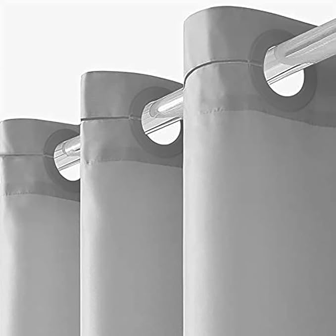 Furlinic No Hooks Needed Shower Curtain or Liner,Polyester Fabric Bathroom Curtains with 10 Split Grommets,Waterproof & Machine Washable,Light Grey,Standard Size,72x72 Inch
