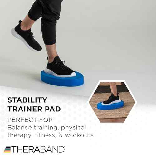 THERABAND Stability Trainer Pad, Intermediate Level, Soft, Blue Foam Balance Pad for Physical Therapy, Exercise Pad for Core Strength, Lightweight Non-Slip Balance Trainer, Portable Foam Pad for Home or Clinic Use