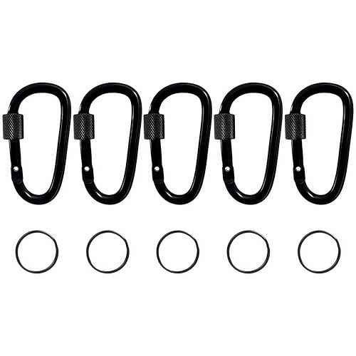 5 Pack D-Ring Carabiner Keychains with Key Rings ? Perfect for Camping, Fishing, Hiking, and Outdoor Adventures