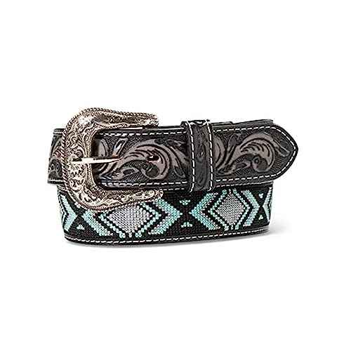 ARIAT Men's Beaded Zigzag Southwestern Pattern Leather Belt
