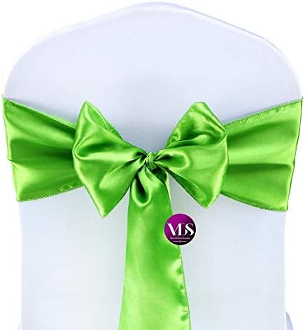 VDS Satin Chair Sashes Chair Cover Back Tie Sateen Bows Ribbon for Wedding Birthday Graduation Engagement Ceremony Event Party Banquet Venue Hotel All Dining Chair Decoration (50PC) (Parrot Green)