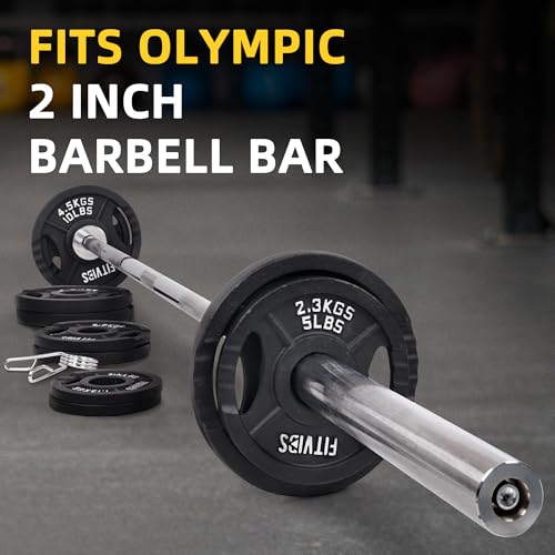 Fitvids Olympic Cast Iron 2-Inch Weight Plate for Strength Training & Weightlifting, Multiple Weights Available