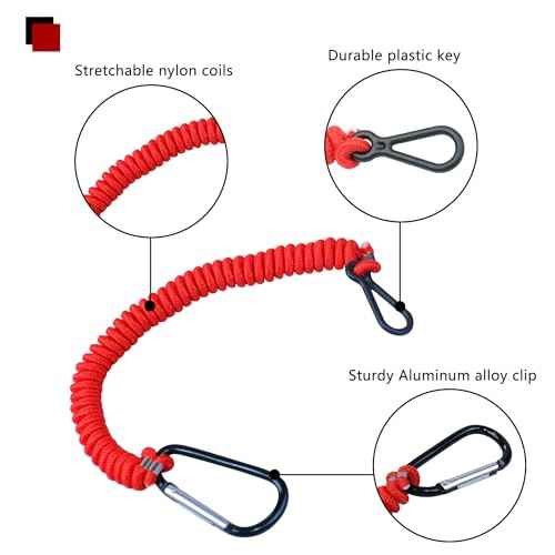 Boat Key Lanyard Fit Most Marine Outboard Replace 8M0092850 Boat Engine Stop Kill Switch Safety Cut Off Lanyard