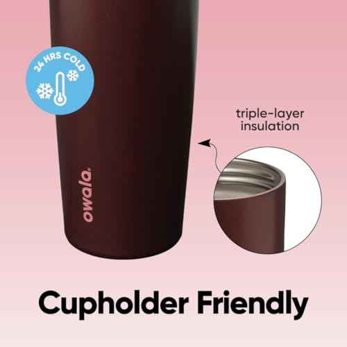 Owala FreeSip Sway Insulated Stainless Steel Water Bottle with Two-Way Spout, Built-In Straw and Bucket Handle, Made for Travel, School, and Sports, 30oz, BPA Free, Leak Proof, Black Cherry