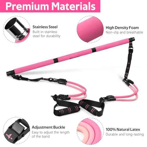 Pilates Bar Kit with Resistance Bands, Multifunctional Pilates Bar for Women & Men with Heavy-Duty Metal Adjustment Buckle, Pilates Home Equipment for Full BodyWorkouts
