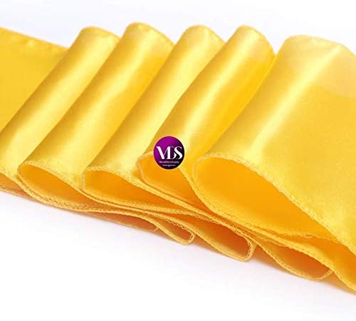 VDS Satin Chair Sashes Chair Cover Back Tie Sateen Bows Ribbon for Wedding Birthday Graduation Engagement Ceremony Event Party Banquet Venue Hotel All Dining Chair Decoration (125PC) (Yellow Gold)
