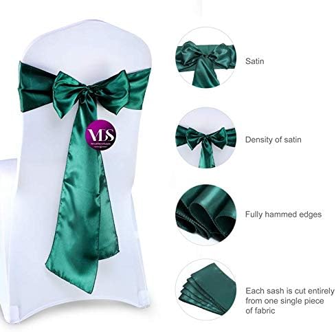 VDS Satin Chair Sashes Chair Cover Back Tie Sateen Bows Ribbon for Wedding Birthday Graduation Engagement Ceremony Event Party Banquet Venue Hotel All Dining Chair Decoration (125PC) (Hunter Green)