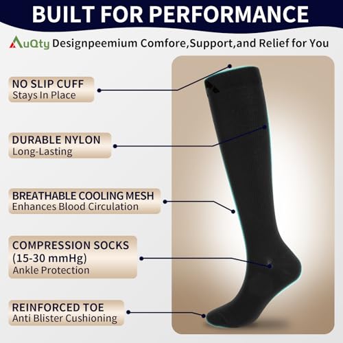 Compression Socks 15-30 mmHg for Men Women (3 Pairs) - Medical Stockings, Support Socks for Circulation, Deep Vein Thrombosis, Calf Cramps and Swelling