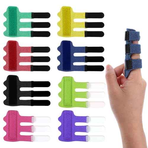 8 Pcs Upgraded Trigger Finger Splints Finger Support Braces Fingers Straightener Colors Broken Fingers Protector for Middle Ring Index Pinky Thumb Injury Sprain Strained Arthritis