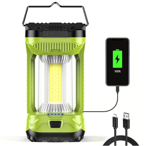 AlpsWolf Camping Lantern Rechargeable, 4000mAh LED Lantern for Power Outages Super Bright Portable Camping Light Emergency Lantern Camping Lamp Green, 1 Pack