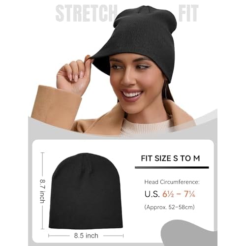 100% Cotton Beanie Hat for Men Women - Soft Unisex Winter Knit Skull Cap, Stretch Fit Fashion Fisherman Beanie