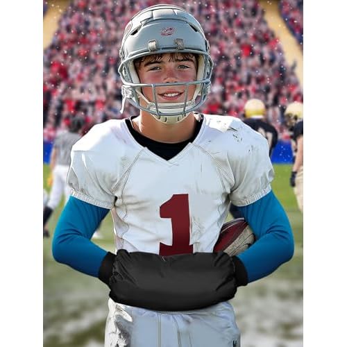 Football Hand Warmer Pouch for Youth - Soft Warm Windproof Sports Hand Warming Pouch, Adjustable Strap, Hand Warmer Hand Muff Winter Gifts for Hiking Camping Cycling Outdoor Recreation