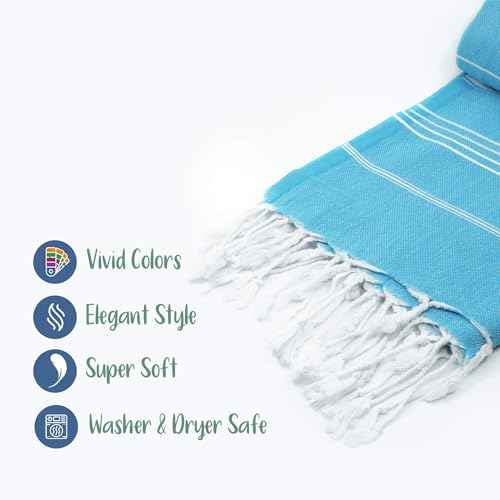 Turkish Beach Towel Oversized 38x71 100% Cotton Extra Large Sand Free Quick Dry Light Travel Towels for Adults Beach Accessories Gifts Essentials
