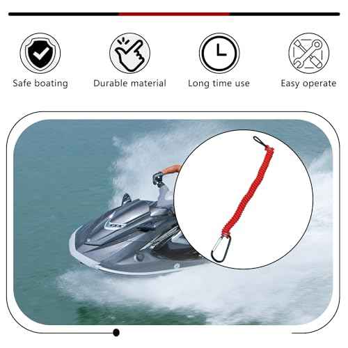 Boat Key Lanyard Fit Most Marine Outboard Replace 8M0092850 Boat Engine Stop Kill Switch Safety Cut Off Lanyard