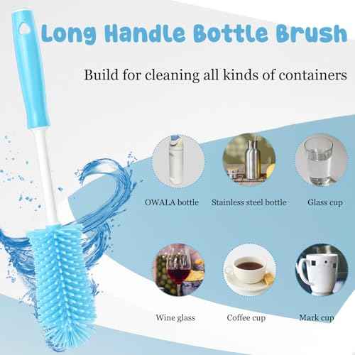 4 Pack Water Bottle Cleaning Kit Straw Cleaner Bottle Brush Cleaner for Owala FreeSip 24oz/32oz/40oz, Silicone Long Brush for Owala, Sport Bottles, Water Bottles, Coffee Mugs