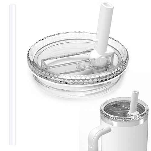 Replacement 40 oz for Stanley Quencher H2.0 Cup Accessories, Flip Straw Tumbler Lid for Stanley Cup, Spill-Proof Design, High-End Heat-Resistant Material (White, 40 oz)