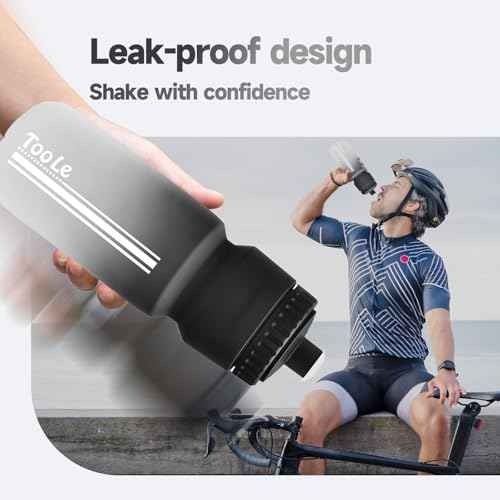 Bike Water Bottle, Cycling Squeeze Water Bottle Leakproof BPA Free with Capacity Scale w/Pull Top Lid, Reusable, for Bicycle, Gym,Camping, Hiking 24oz