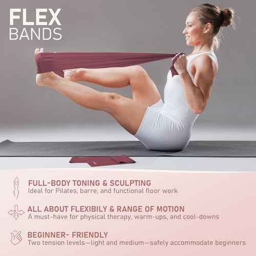 Pilates Kit, 15-Inch Pilates Ring with 1x Core Ball, 3X Resistant Loops and 2X Flex Bands, Home Pilates on Mat Essential Kit