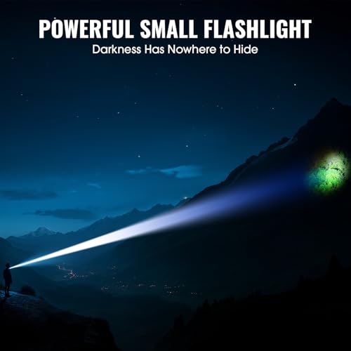 Rechargeable Tactical Flashlights, High Lumens Small Mini USB-C LED Flashlight, Compact EDC Flash Light, 4 Modes&Memory Function, Waterproof Pocket Lights for Home,Camping,Emergency (1, Blue)
