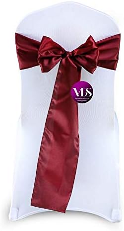 VDS Satin Chair Sashes Chair Cover Back Tie Sateen Bows Ribbon for Wedding Birthday Graduation Engagement Ceremony Event Party Banquet Venue Hotel All Dining Chair Decoration (100PC) (Maroon)