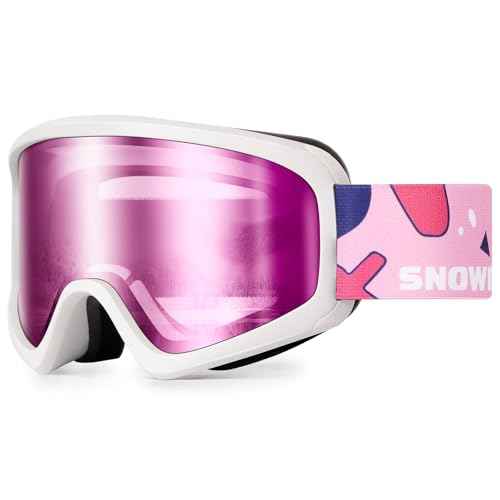 SNOWER Kids Ski Goggles, Anti-Fog Snow Goggles with OTG Design, 100% UV Protection, HD Lens for Kids Boys Girls