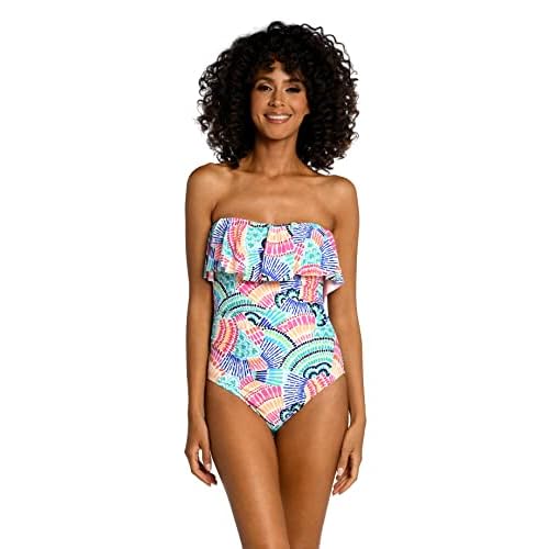 La Blanca Women's Standard Ruffle Bandeau One Piece Swimsuit