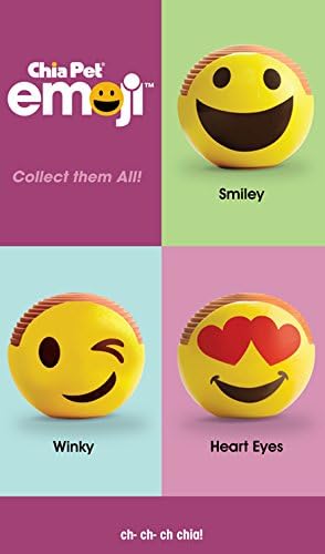 Chia Pet Emoji Winky with Seed Pack, Decorative Pottery Planter, Easy to Do and Fun to Grow, Novelty Gift, Perfect for Any Occasion