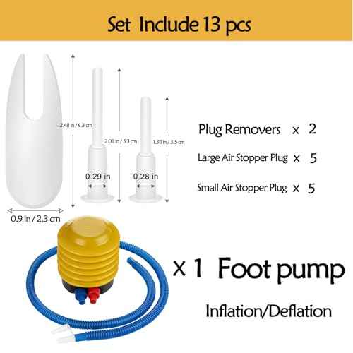 Exercise Yoga Ball Pump with Plug Replacement Air Stopper Plug Pin Adapter Kit Manual Foot Pump for Fitness Ball Pilates Swiss Balance Stability Balls Gym Outdoor Home