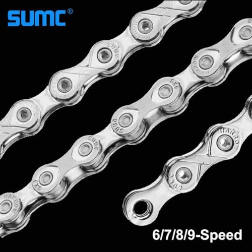 Bike Chain Kit, High Tensile Strength Bicycle Chain for Road/MTB Bike 6/7/8 Speed-Quick Buckle with Bike Link Plier -Hook - Chain Breaker - 116 Links - Dark Silver