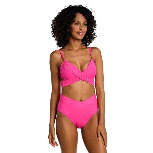 La Blanca Womens Island Goddess Wrap Underwire Push Up Swimsuit Top