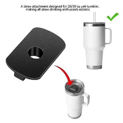 Replacement Straw Lid Attachment Compatible With Yeti Tumber Magslider/Stronghold Lid,2 Pack Straw Parts Cover for Bottle 20/30 Oz Tumbler (Black)