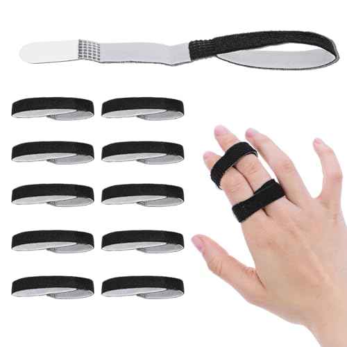 Buddy Tape Finger Straps, 10 Pcs Finger Buddy Wraps With Padded, Hook and Loop Pinky Fingers Tapes Splint for Injured, Jammed, Swollen Fingers Support, Washable and Reusable