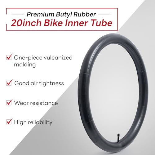 20x2.125/2.2/2.25/2.3/2.35/2.40 Self-Sealing and Self-Healing Bike Tube 20" Replacement Bicycle Tube(Single) Reliable 20 x 2.125-2.40 Inner Tube AV Schrader Valve for Road/Mountain Cycling Scenarios