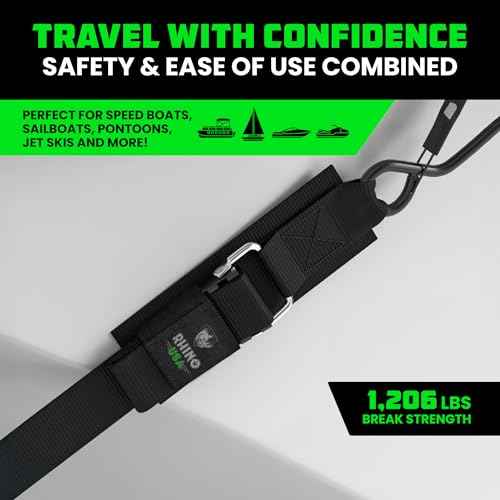 Rhino USA Boat Trailer Straps (2-Pack) - Heavy Duty 2 Inch x 48 Inch Boat Tie Down Straps to Trailer - Ultimate Adjustable Transom Tie Down Straps for Trailering Safety with Boat, Jet Ski, & More!