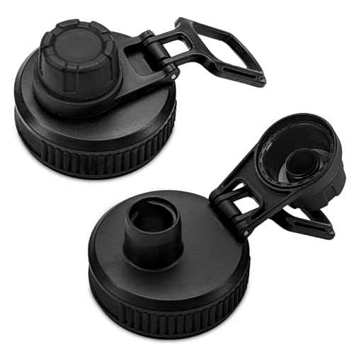 Spout Lid for Hydro Flask Wide Mouth Sport Water Bottles,2 Pack Replacement Lids for Most 12,14,16,18,20,22,32,40,64oz Wide Mouth Water Bottles with Handle Easy to Carry (Black2)