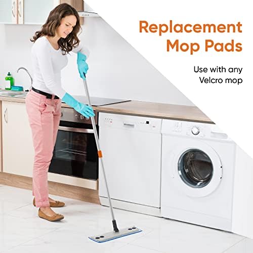 Superio Microfiber Mop Replacement Head, 16 inch Damp Mop Pad Refill for Miracle Mop Dusting and Spray Mop, attaches to Velcro mop(2 Pack)