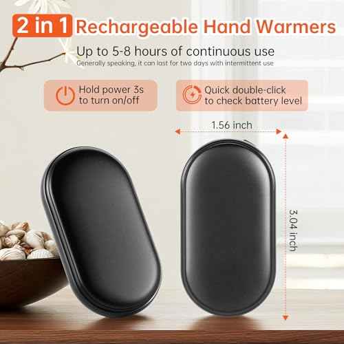 Magnetic Hand Warmers Rechargeable 2 Pack AI Smart Chips 3 Heat Settings Fast Heating, Portable Pocket Heater, Up to 8Hrs Warmth, Travel Essentials for Outdoor Camping, Gifts for Women Men
