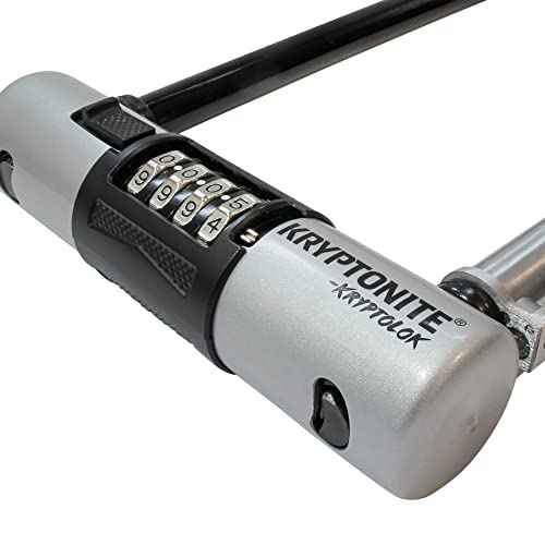 Kryptonite KryptoLok Combo Bike U-Lock, Anti-Theft Security, 12.7mm Steel Shackle, 4-Digit Resettable Combination, U-Shape, Black