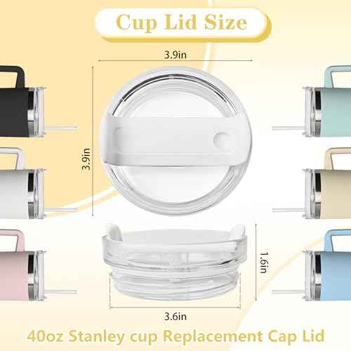 4 Pack Tumbler Lid Replacement for 40 oz Stanley Cup, 3.6in Spill Proof Clear Replacement Lids Fit for Stanley Travel Tumbler, Reusable Accessorie Cover
