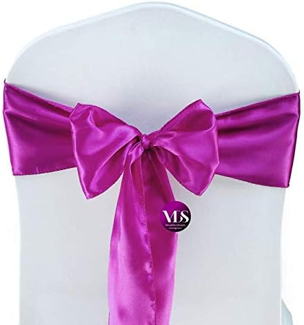 VDS Satin Chair Sashes Chair Cover back Tie Sateen Bows Ribbon for Wedding Birthday Graduation Engagement Ceremony Event Party Banquet Venue Hotel all Dining Chair Decoration (125PC) (Magenta Violate)