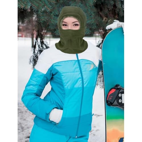 Geyoga Winter Fleece Balaclava Hat for Men Women Full Face Covering Scarf Hood Ski Mask with Drawstring