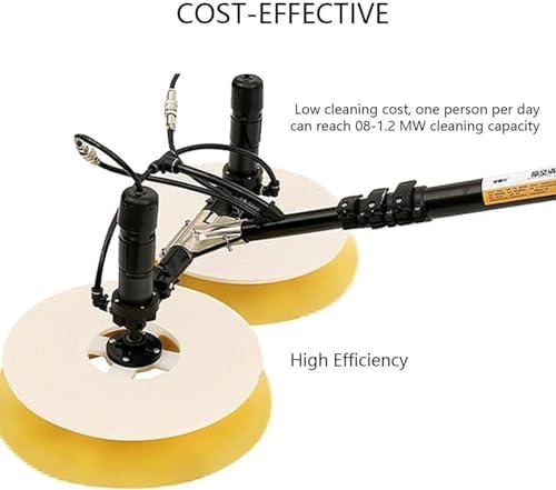 Electric Solar Panel Cleaning Brush with Telescopic Rod, 3.5M/5.5M/7.5M, Automatic Double Disc Water Sprayer, Battery-Powered Roof Cleaning Tool, 18ft Version