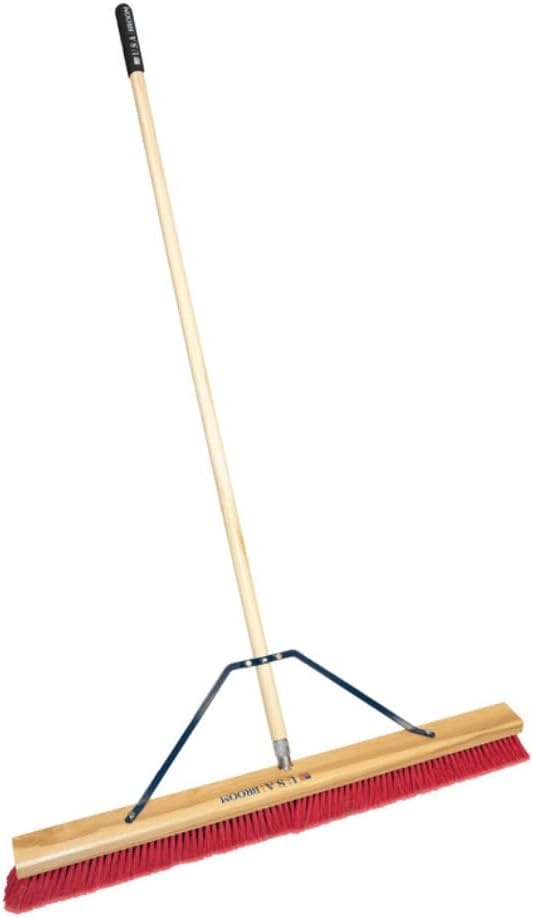 4 Pack Bundle- 24" Soft Sweep Indoor Push Broom with 60" Handle. Ideal for Epoxy & Polished Floors. Durable American Made Steel Brackets-Stainless Steel Hardware. No Plastic. 100% Made in The USA