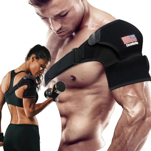 Adjustable Shoulder Brace for Rotator Cuff Tear & Post-Surgery Recovery - Arm Sling with Ice Pack Pocket, Breathable Compression Sleeve for Sports Injury, Arthritis, Men & Women (Black)